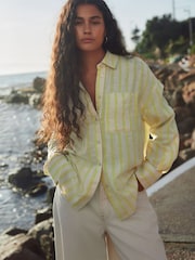 Neutral/Yellow Stripe Long Sleeve Shirt With Linen - Image 2 of 8