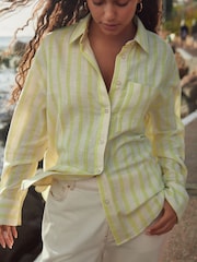 Neutral/Yellow Stripe Long Sleeve Shirt With Linen - Image 4 of 8
