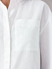 White Long Sleeve Shirt With Linen - Image 4 of 7