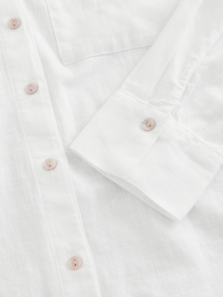 White Long Sleeve Shirt With Linen - Image 7 of 7