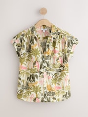 Animal/ Jungle Print Short Sleeve Shirt with Linen - Image 7 of 9