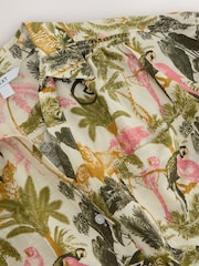Animal/ Jungle Print Short Sleeve Shirt with Linen - Image 8 of 9