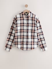 Navy Blue/Red Check Long Sleeve Shirt With Linen - Image 6 of 8