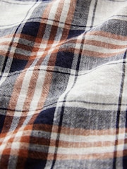 Navy Blue/Red Check Long Sleeve Shirt With Linen - Image 8 of 8