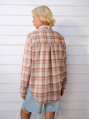 Pink/Yellow Check Long Sleeve Shirt With Linen - Image 2 of 6