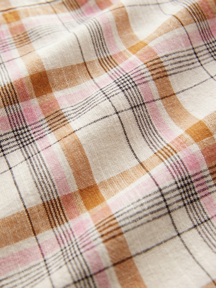 Pink/Yellow Check Long Sleeve Shirt With Linen - Image 6 of 6