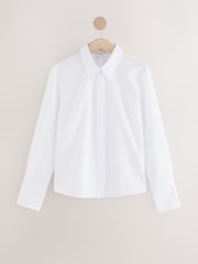 أبيض/وردي - Fitted Collared Long Sleeve Shirts 2 Pack - صورة 3 من 5