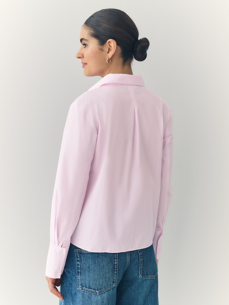 White/Pink Fitted Collared Long Sleeve Shirts 2 Pack - Image 4 of 10