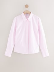 White/Pink Fitted Collared Long Sleeve Shirts 2 Pack - Image 7 of 10