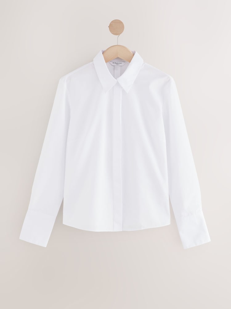 White/Pink Fitted Collared Long Sleeve Shirts 2 Pack - Image 8 of 10