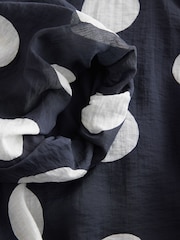 Navy/ White Spot Bubblehem Lightweight Puff Sleeve Top - Image 7 of 7