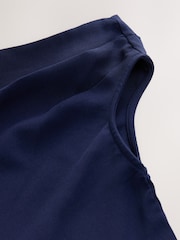 Navy Asymmetric Drape Short Sleeve Top - Image 8 of 8