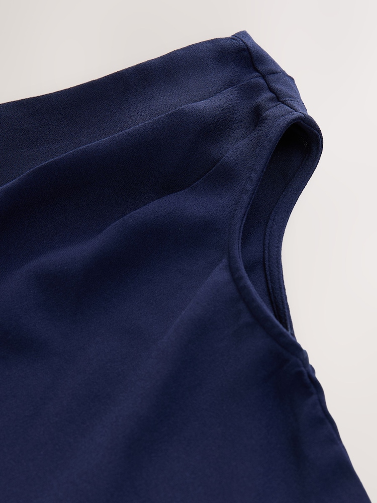 Navy Asymmetric Drape Short Sleeve Top - Image 8 of 8