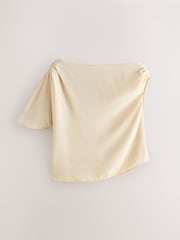 Cream Asymmetric Drape Short Sleeve Top - Image 6 of 8