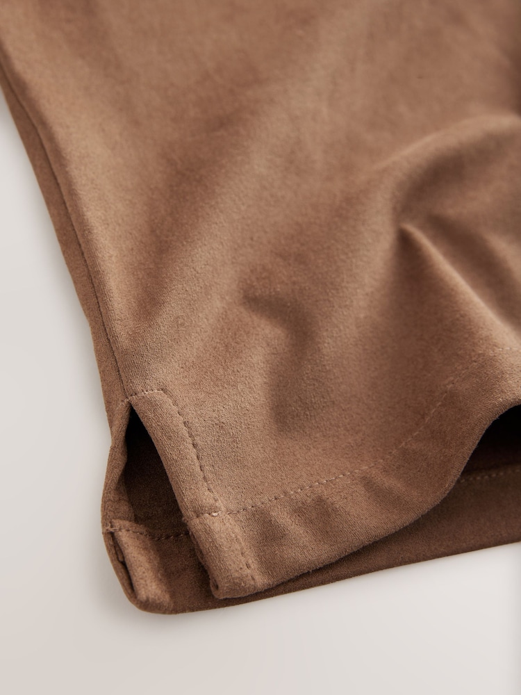 Tan Brown Faux Suede Short Sleeve Shirt - Image 8 of 8