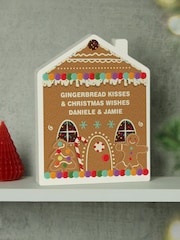 Personalised Gingerbread House Christmas Wooden Ornament by PMC - Image 1 of 3