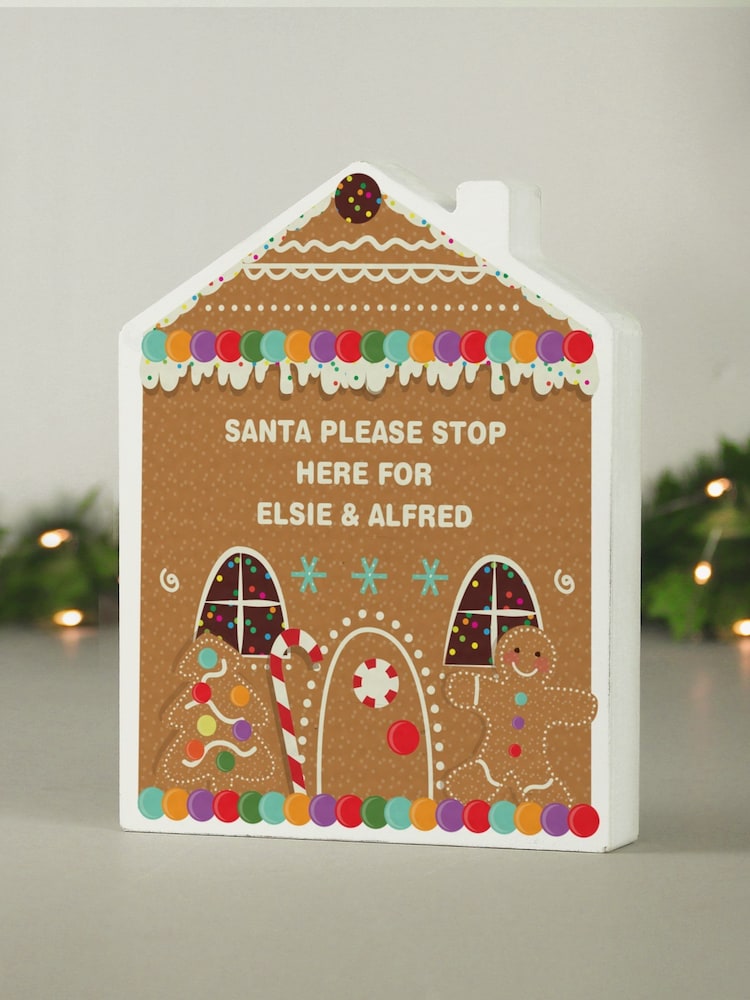 Personalised Gingerbread House Christmas Wooden Ornament by PMC - Image 2 of 3