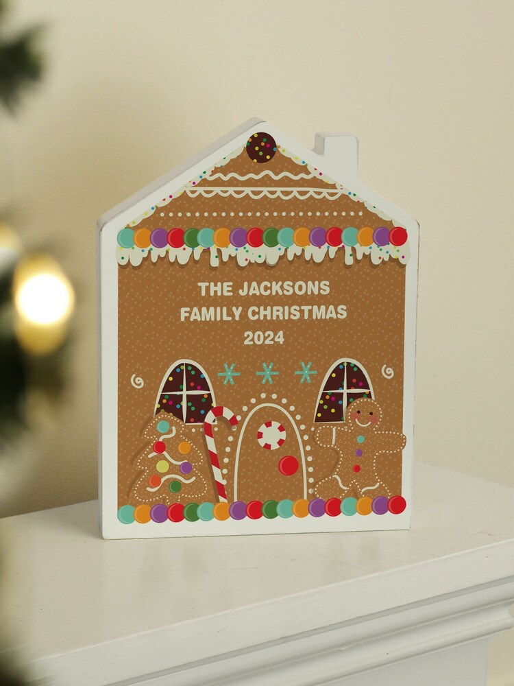 Personalised Gingerbread House Christmas Wooden Ornament by PMC - Image 3 of 3