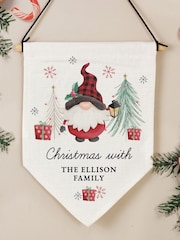 Personalised Christmas Gonk 100% Linen Hanging Pendant by PMC - Image 1 of 3