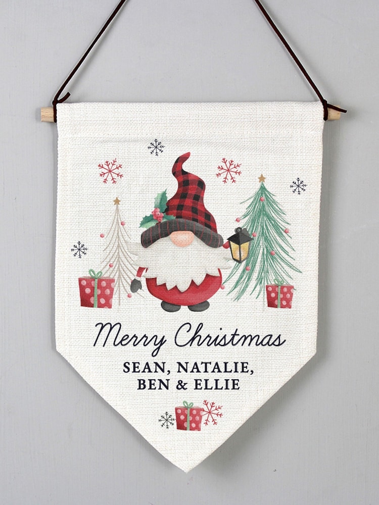 Personalised Christmas Gonk 100% Linen Hanging Pendant by PMC - Image 2 of 3