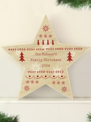 Christmas Fairisle Pattern Wooden Star Ornament by PMC - Image 1 of 3