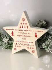 Christmas Fairisle Pattern Wooden Star Ornament by PMC - Image 3 of 3