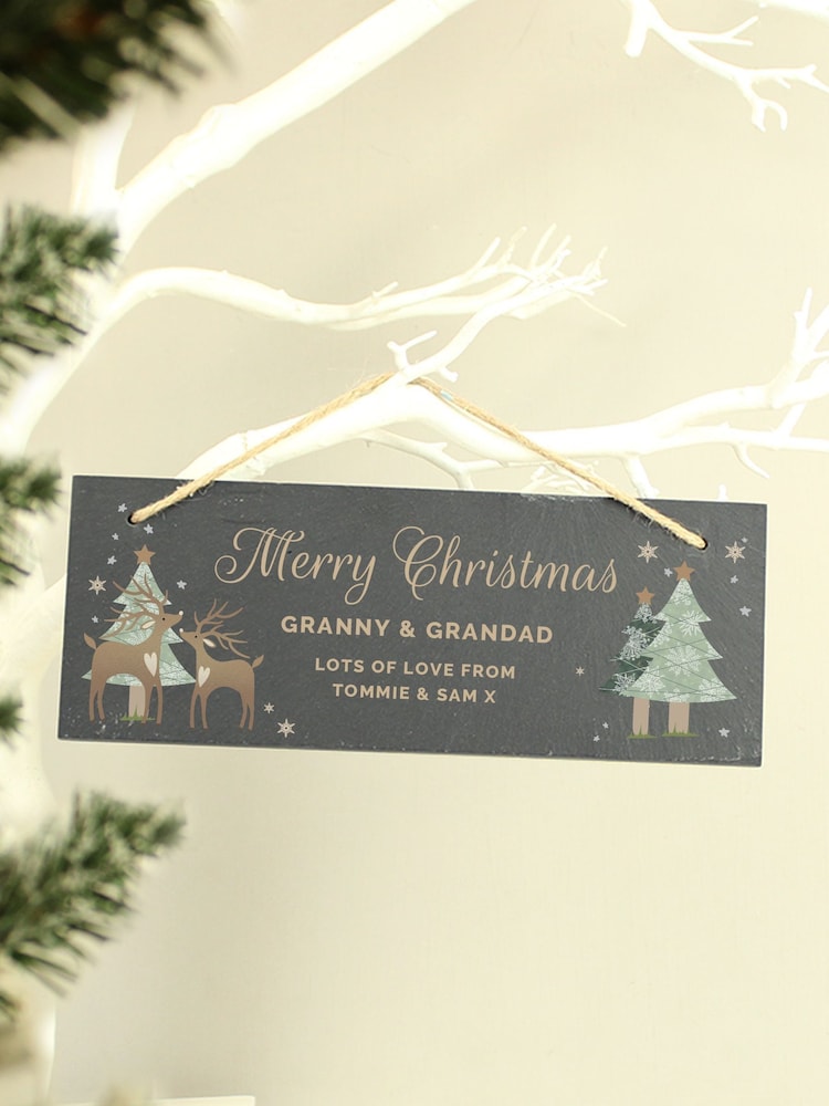 Personalised Slate Hanging Christmas Decoration by PMC - Image 1 of 3
