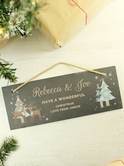 Personalised Slate Hanging Christmas Decoration by PMC - Image 2 of 3
