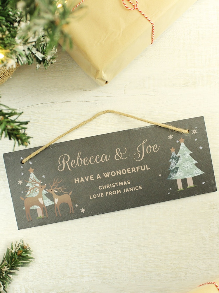Personalised Slate Hanging Christmas Decoration by PMC - Image 2 of 3