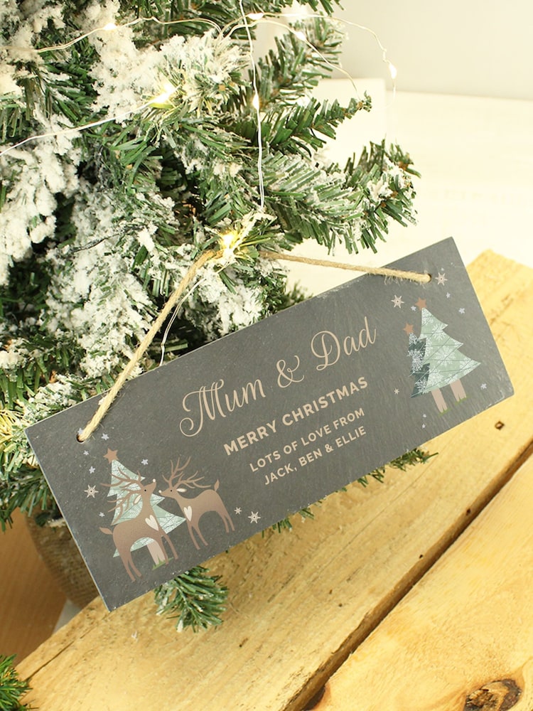 Personalised Slate Hanging Christmas Decoration by PMC - Image 3 of 3