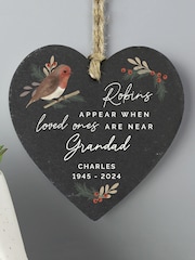 Personalised "Robins Appear When Loved Ones Are Near" Memorial Hanging Slate by PMC - Image 2 of 3