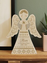 Personalised Free Standing Wooden Angel Christmas Decoration by PMC - Image 2 of 3