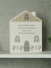 Personalised Grey Wooden House Ornament by PMC - Image 2 of 3