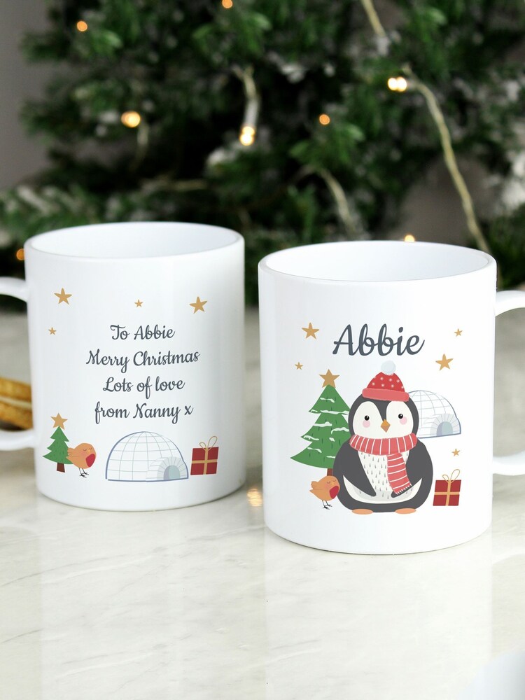 Personalised Christmas Penguin Plastic Mug by PMC - Image 2 of 3