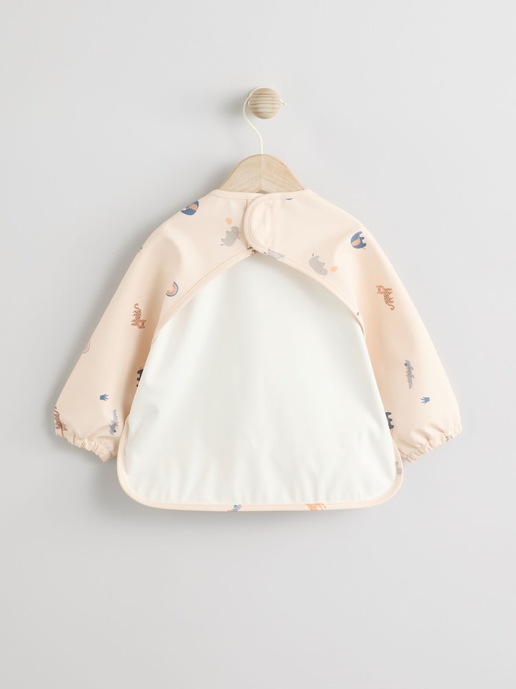 Neutral Mini Jungle Baby Weaning And Feeding Sleeved Bib - Image 2 of 6