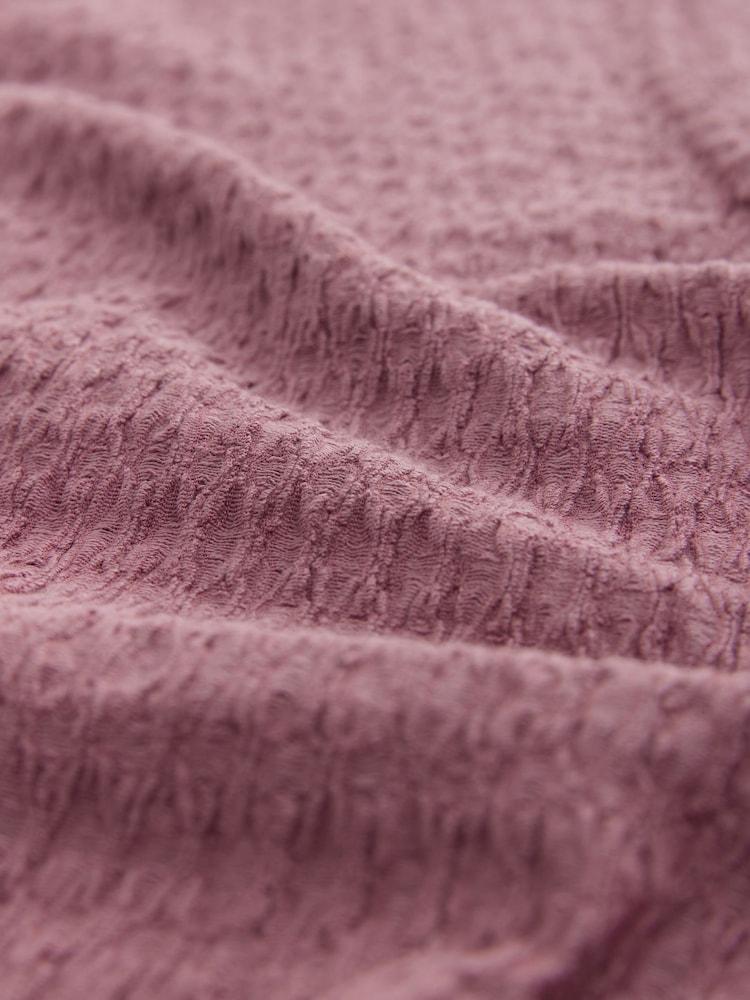 Pink Textured Short Sleeve V-Neck T-Shirt - Image 4 of 5