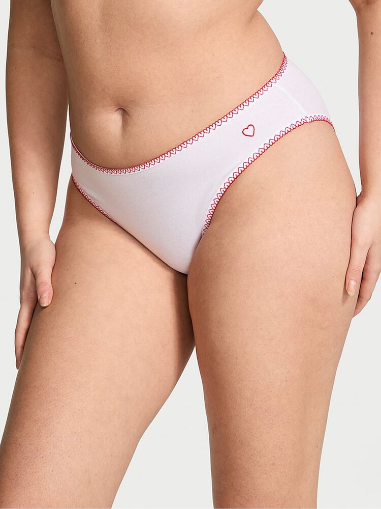 Victoria's Secret White Lace Waist Heart Trim Bikini Knickers - Image 1 of 3