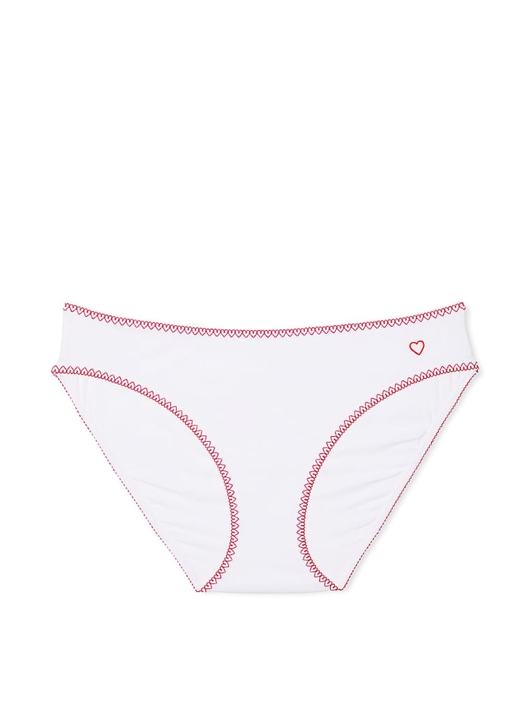 Victoria's Secret White Lace Waist Heart Trim Bikini Knickers - Image 3 of 3