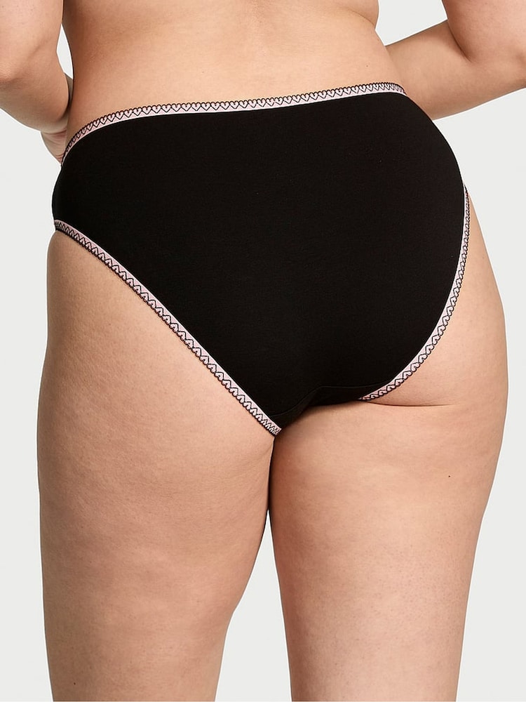 Victoria's Secret Black Lace Waist Heart Trim Bikini Knickers - Image 2 of 3