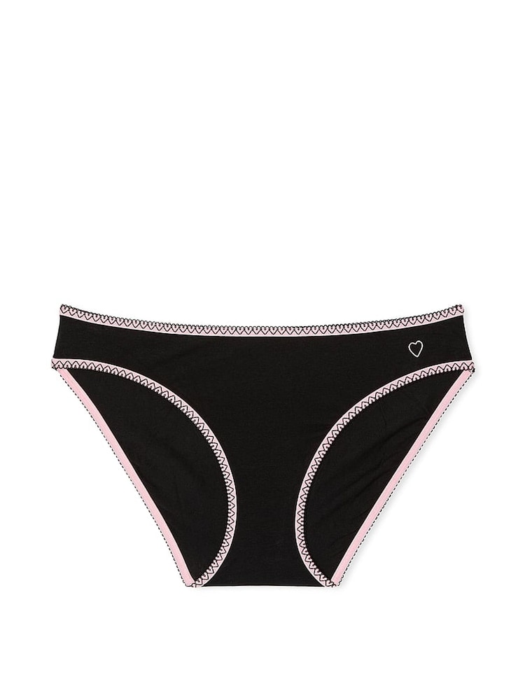 Victoria's Secret Black Lace Waist Heart Trim Bikini Knickers - Image 3 of 3