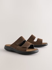 Brown Leather 2 Strap Sandals - Image 1 of 6