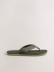 Khaki Green Textured Flip Flops - Image 4 of 7