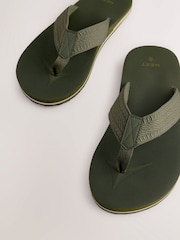 Khaki Green Textured Flip Flops - Image 5 of 7
