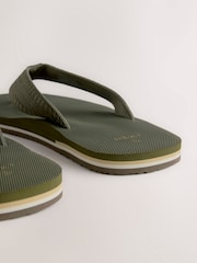 Khaki Green Textured Flip Flops - Image 6 of 7