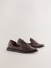 Brown Leather Woven Shoes - Image 2 of 6
