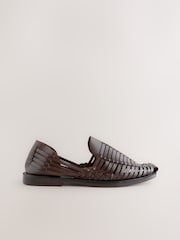 Brown Leather Woven Shoes - Image 3 of 6