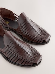Brown Leather Woven Shoes - Image 4 of 6
