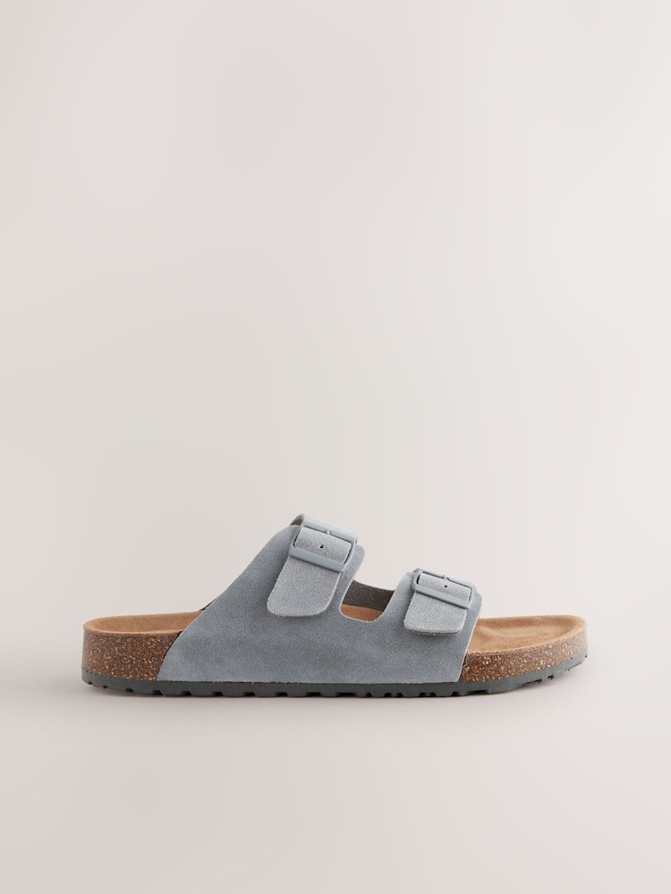 Cinza - Leather Two Buckle Sandals - Imagem 2 de 7