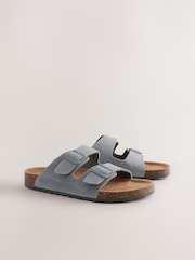 Cinza - Leather Two Buckle Sandals - Imagem 3 de 7