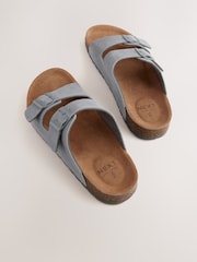 Cinza - Leather Two Buckle Sandals - Imagem 4 de 7
